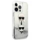 Чехол Karl Lagerfeld для iPhone 13 / 13 Pro Liquid Glitter Karl & Choupette, серебристый