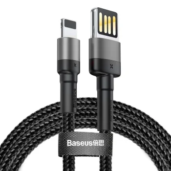 Двусторонний кабель Baseus Cafule USB - Lightning 2.4A 1м, Серо-черный