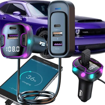 Автомобильный FM-модулятор Bluetooth 12-24В с USB и USB-C зарядным