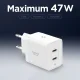Сетевое зарядное устройство Spigen Essential EE472EU 2x USB-C GaN Pro 47W, белое