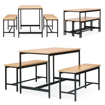 Обеденный комплект в стиле лофт стол и 2 скамьи ModernHome для кухни