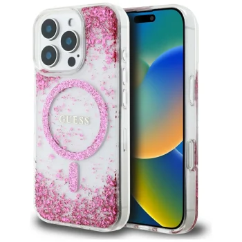Guess HC Resin Bottom Glitter MagSafe Phone Case Cover iPhone 16 Pro Max - Pink