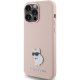 Apple iPhone 15 Pro 6.1\" Karl Lagerfeld Silicone Choupette Metal Pin Case Cover, Pink