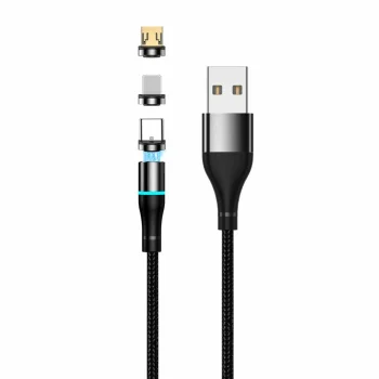 Магнитный USB-кабель Setty 3-в-1 (Micro USB/Type-C/Lightning), 1 м, 2A, черный