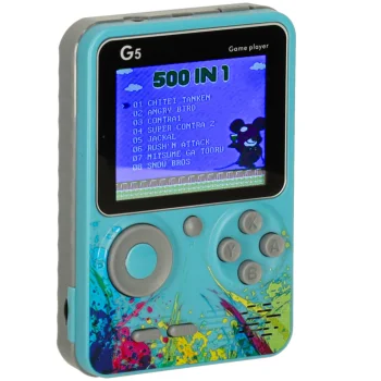 Портативная мини ретро игровая консоль с 500 играми, синяя
