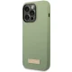 Guess iPhone 14 Pro Max vāciņš Silicone Logo Plate MagSafe, zaļš