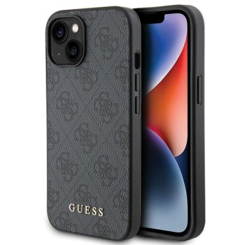 Guess 4G Metal Gold Logo Case for iPhone 15 Plus / 14 Plus Gray