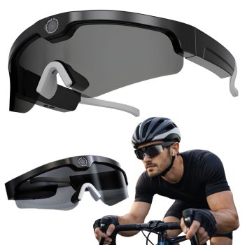 Viedās AI brilles ar 2K kameru Bluetooth un mikrofonu, melnas