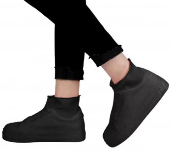 Waterproof Rain Shoes Boots Covers, L Size 41-45, Black