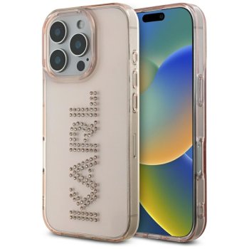 Karl Lagerfeld iPhone 16 Pro Max Case IML Rhinestones Logo, Pink