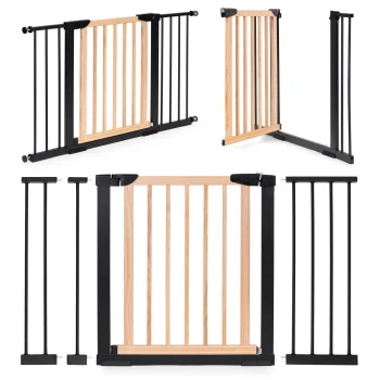 Ecotoys SF-011B-BC drošības vārtiņi kāpnēm un durvīm 74-130 cm, koks / metāls