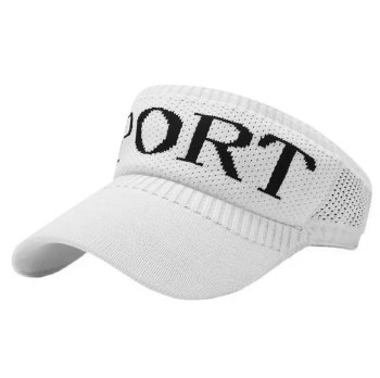 Sport Sun Visor with Elastic Headband, White