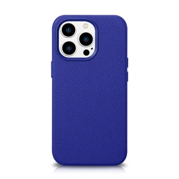 Icarer iPhone 14 Pro Max Leather Case Litchi Premium MagSafe, Dark Blue