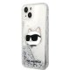 Karl Lagerfeld iPhone 14 Plus vāciņš Glitter Choupette Head Sudraba