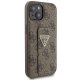Guess iPhone 15 vāciņš Grip Stand 4G Triangle Strass, brūns