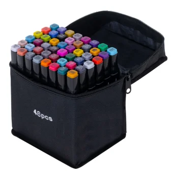 Divpusēji Marķieri Flomāsteri uz Spirta Bāzes Futrālī 48 gab. + Turētājs | Double-Sided Alcohol Markers