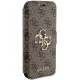 Apple iPhone 15 6.1\" Guess 4G Metal Logo Book Case Cover, Brown | Telefona Vāciņš Maciņš Apvalks Grāmatiņa