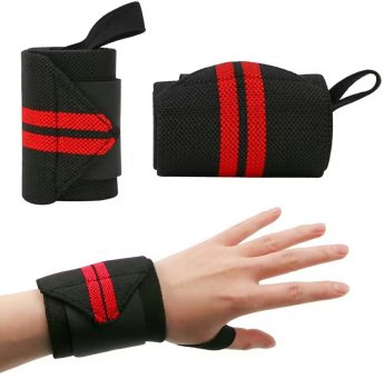 Rokas locītavas fiksatori spēka treniņiem, 2 gab., melni-sarkani