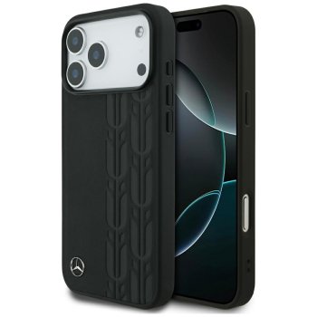 Mercedes iPhone 17 Pro Max vāciņš Leather Laurel Leaves MagSafe, melns