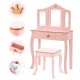 Детский туалетный столик для девочки с зеркалом и стулом, розовый