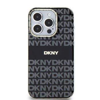 DKNY iPhone 15 / 14 / 13 vāciņš IML Mono & Stripe MagSafe, melns