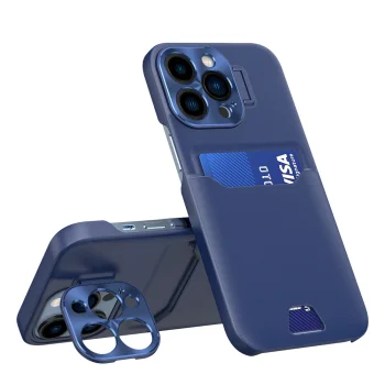 Hurtel iPhone 14 Pro Max atverams vāciņš maciņš grāmatiņa Leather Stand Case, zils