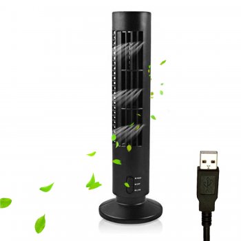 Portatīvs Galda Kolonnas Ventilators USB 2,5W, Melns | Column Tower Fan