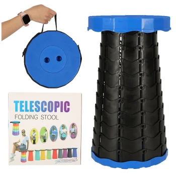 Saliekams teleskopisks tūrisma taburete, zila, līdz 200 kg