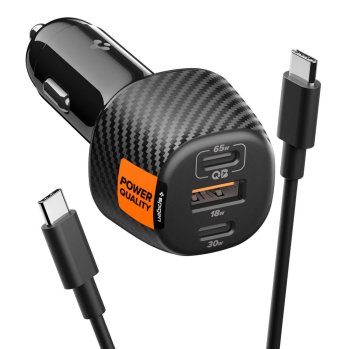 Spigen Essential EV1133 3-portu auto lādētājs – melns | Phone Car Charger