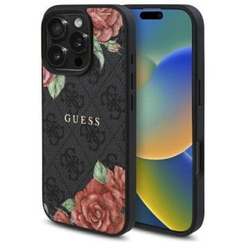 Guess iPhone 16 Pro Max Case 4G Flowers Print MagSafe, Black