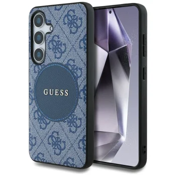Guess 4G Round Patch Classic Logo MagSafe Case for Samsung Galaxy S25+, Blue