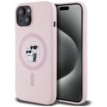 Чехол Karl Lagerfeld Silicone Karl&Choupette MagSafe для iPhone 15, Розовый