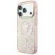 Чехол Guess IML Leopard Glitter Triangle Logo MagSafe для iPhone 17/18 Pro Max, розовый