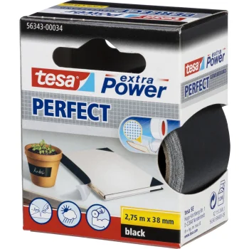Тканевая клейкая лента Tesa extra Power Perfect 2,75 м x 38 мм, черная