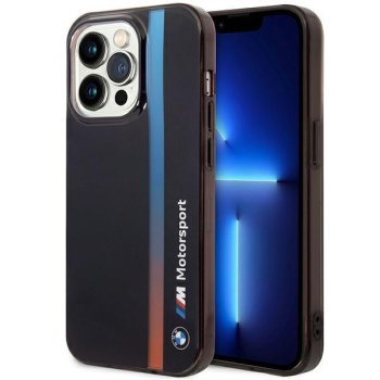 BMW iPhone 14 Pro vāciņš Tricolor Stripe, melns