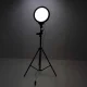 LED riņķa lampa 26 cm ar regulējamu statīvu un telefona turētāju, 15 W, USB, melna