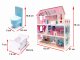 Liela Bērnu Spēļu MDF Koka Leļļu Māja ar Mēbelēm Piederumiem 70cm, Rozā | Play Dollhouse with Furniture
