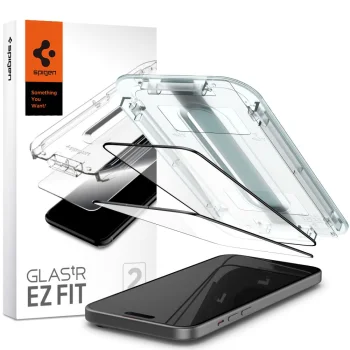 Защитное стекло Spigen для iPhone 15 Plus Glas.tR EZ Fit FC, черное (2 шт.)