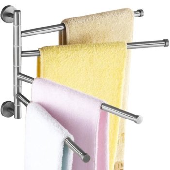 Silver Loft-Style Bathroom Towel Rack Ruhhy with 4 Rotating Arms