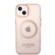 Guess iPhone 14 vāciņš Gold Outline Magsafe Rozā zelts