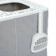 Enclosed Cat Litter Box with Drawer and Scratching Post, White-Grey
