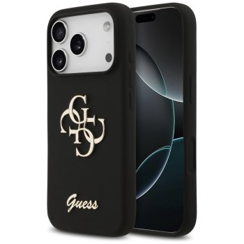Силиконовый чехол Guess Big 4G Script для iPhone 17 Pro — черный