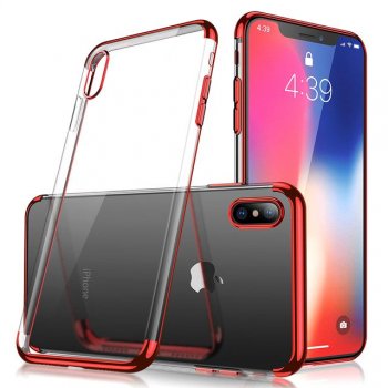 Apple iPhone X / Xs / 10 Clear Color Electroplating Cover, Red | Vāciņš Maciņš Apvalks Bampers