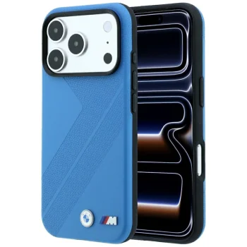 Чехол BMW M Tire Track Metal Logo MagSafe для iPhone 17 Pro / 18 Pro, синий