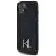 Чехол Karl Lagerfeld Silicone Shadow Metal Initial MagSafe для iPhone 15, черный