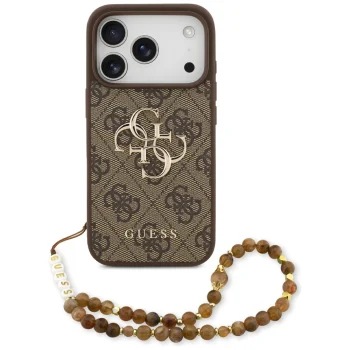 Guess 4G Strap 4G Classic Logo vāciņš priekš iPhone 17 Pro – brūns | Phone Case Cover
