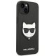 Karl Lagerfeld iPhone 14 Plus vāciņš Saffiano Choupette Head Patch Melns