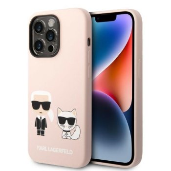 Karl Lagerfeld Silicone Karl & Choupette MagSafe Case for iPhone 14 Pro Max, Pink