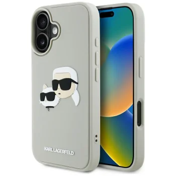 Karl Lagerfeld 3D Rubber Double Heads vāciņš Apple iPhone 16, Bēšs