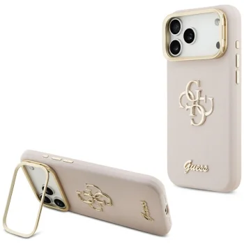 Чехол Guess Grained Big 4G & Stand Camera для iPhone 17 Pro Max, розовый